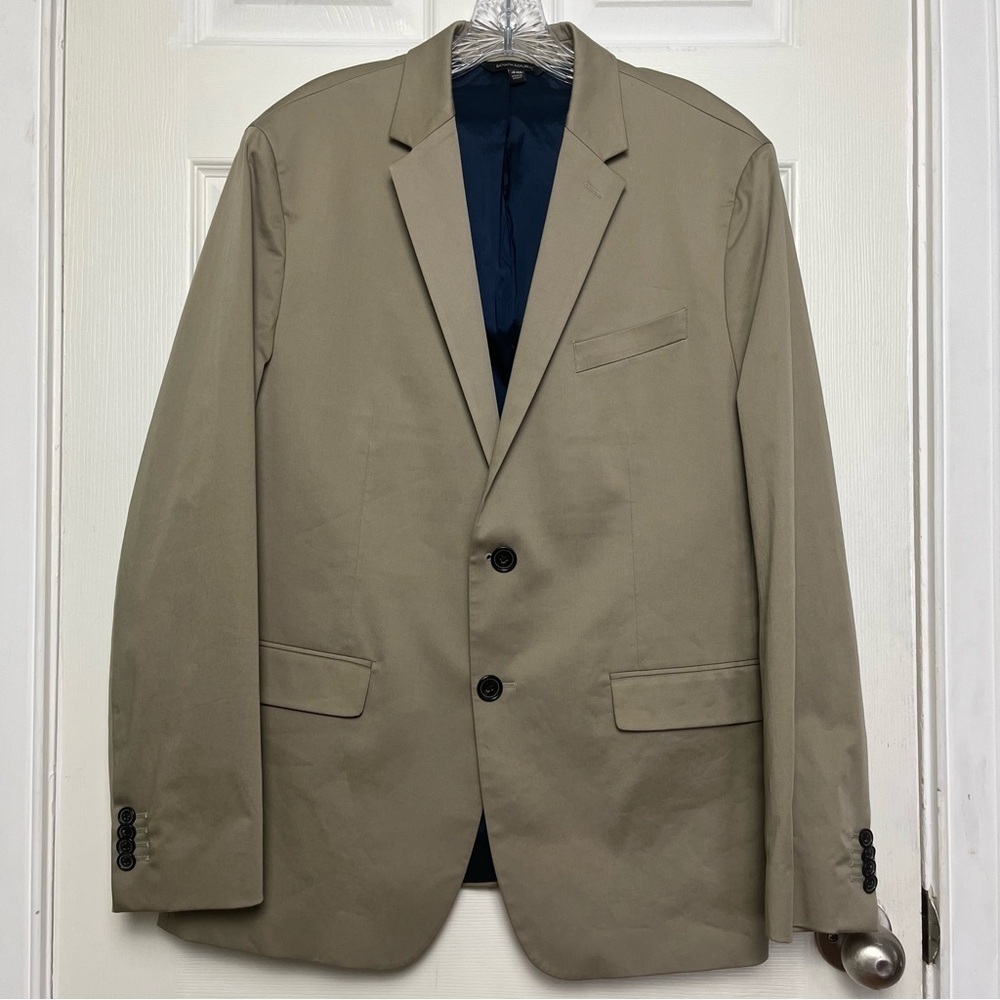 Banana‎ Republic Sport Coat Blazer Cotton Khaki Tan Slim Fit Stretch Men’s 44R
